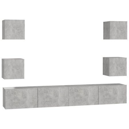 vidaXL Ensemble de meubles TV 6 Pièces Gris béton Aggloméré