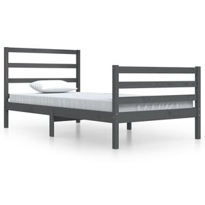 vidaXL Cadre de lit Gris Bois de pin massif 100x200 cm