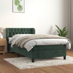 vidaXL Lit à sommier tapissier avec matelas Vert foncé 90x200 cm