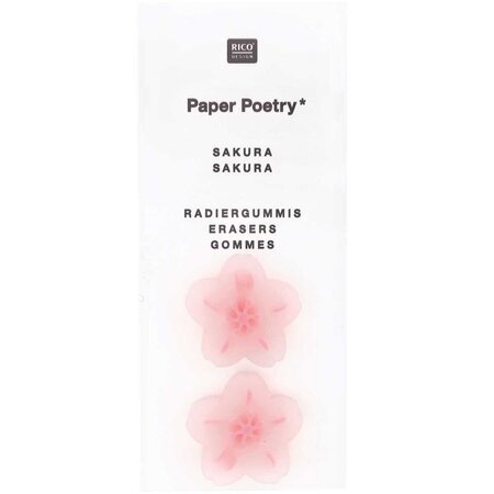 2 gommes transparentes forme fleurs sakura - printemps japonais