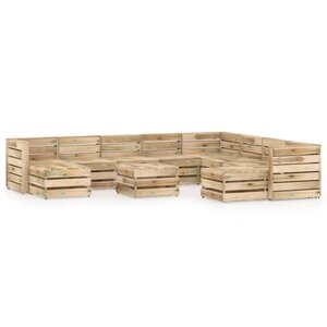 vidaXL Salon de jardin 11 Pièces Bois de pin imprégné de vert