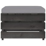 vidaXL Salon de jardin 3 Pièces avec coussins Bois imprégné de gris