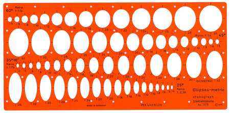Trace ellipses 4 angles : 25° 35° 45° 60°