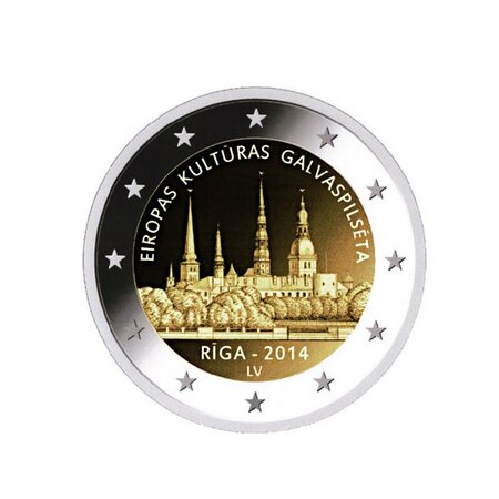 Pièce de monnaie 2 euro commémorative Lettonie 2014 – Riga
