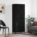 vidaXL Buffet haut Noir 69 5x34x180 cm Bois d'ingénierie