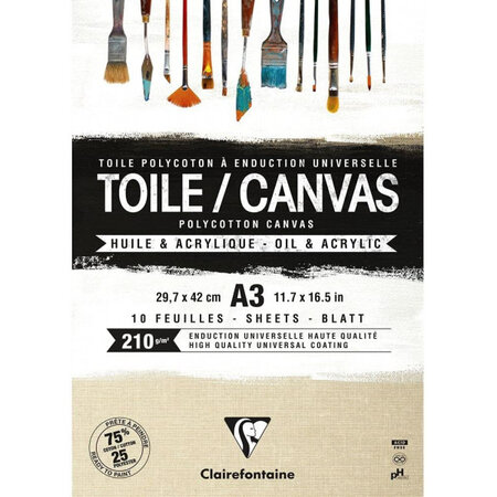 Bloc toiles - polycoton - 29 7 x 42 cm - 10 feuilles - clairefontaine