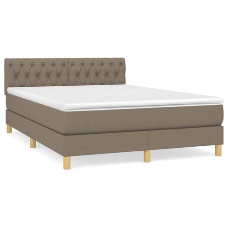 vidaXL Lit à sommier tapissier avec matelas Taupe 140x200 cm Tissu