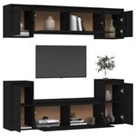 vidaXL Meubles TV 6 Pièces Noir Bois massif de pin