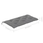 vidaXL Banc de jardin avec coussin gris 112 cm Bois de teck massif