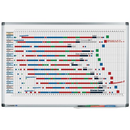 Planning annuel mural magnétique premium  format 53 semaines  surface en acier laqué  cadre en aluminium anodisé  900 x 600 mm  blanc