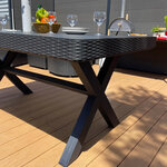 Table de jardin 6 places belize gris résine 168 x 98 cm