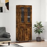 vidaXL Buffet haut Chêne fumé 69 5x34x180 cm Bois d'ingénierie