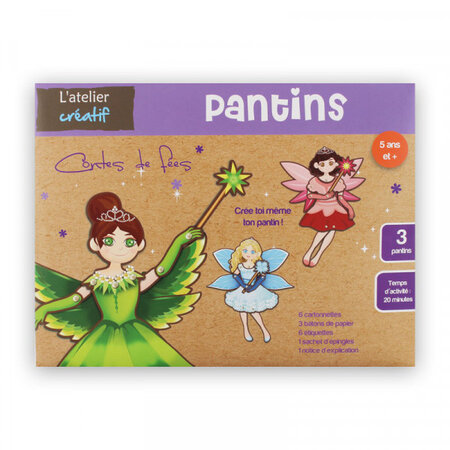 Coffret crée ton pantin en carton contes de fées