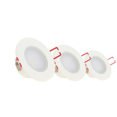 Lot de 3 spots encastrable led intégrés - ip 65 pour salle de bain - cons. 5w (eq. 50w) - 345 lumens - blanc neutre