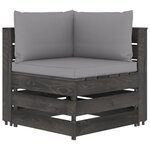 vidaXL Canapé de jardin 4 places avec coussins Bois imprégné de gris