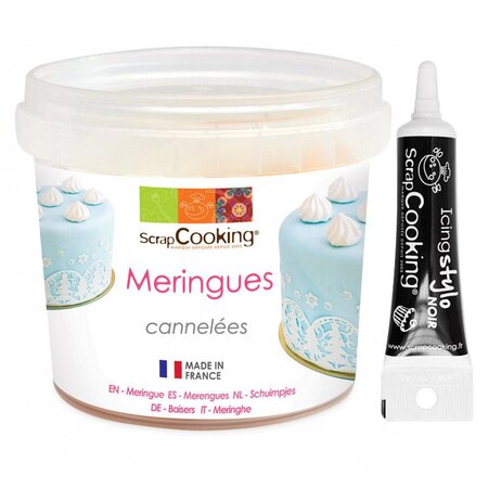 Meringues cannelées 40 g + Stylo de glaçage noir