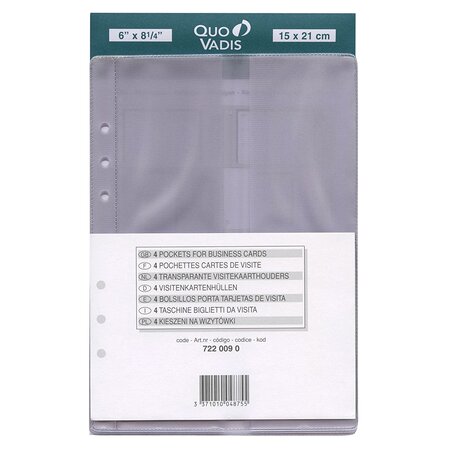 Recharge Accessoires Organiseur POCHETTE CARTES VISITE Timer 21 15 x 21 cm QUOVADIS
