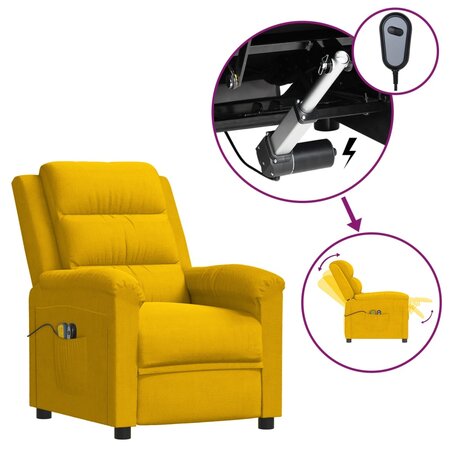 vidaXL Fauteuil électrique de massage Jaune Velours