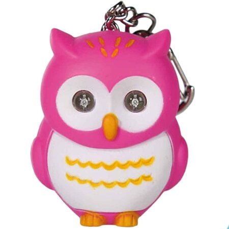 Porte clefs led chouette rose