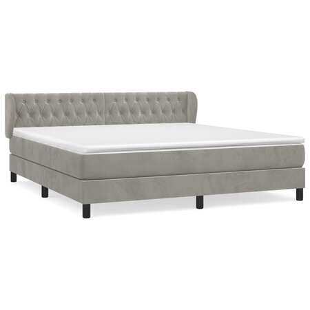 vidaXL Lit à sommier tapissier et matelas Gris clair 180x200cm Velours