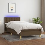 vidaXL Sommier tapissier et matelas et LED Marron foncé 80x200cm Tissu
