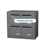 Bloc collectif Leabox  2x2  grade 3  simple face  intérieur  fixation murale  gris poussière ral 7037 finition brillante