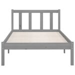 vidaXL Cadre de lit Gris Bois de pin massif 75x190 cm Petit simple
