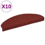vidaXL Tapis autoadhésifs de marches 10 Pièces Rouge 65x21x4cm Aiguilleté