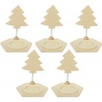 Lot de 5 bougeoirs sapin en bois à ressort à décorer