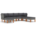 vidaXL Salon de jardin 7 Pièces avec coussins Résine tressée Gris