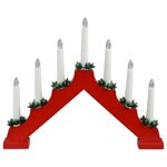 Ambiance bougies de noël en forme de pont avec 7 led rouge