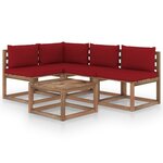 vidaXL Salon de jardin 5 Pièces avec coussins rouge bordeaux