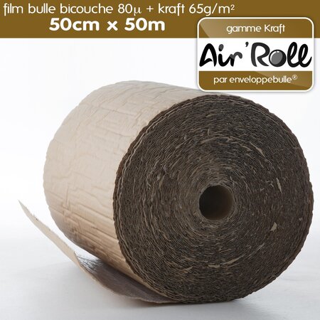 Lot de 6 rouleaux de film bulle d'air largeur 50cm x longueur 50m  - gamme air'roll kraft