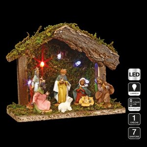 Féerie Christmas Crèche de Noël LED avec 7 Santons