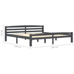 vidaXL Cadre de lit Gris foncé Bois de pin massif 200x200 cm