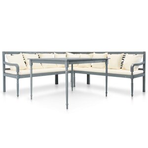 vidaXL Salon de jardin 4 Pièces Bois d'acacia solide Gris et blanc