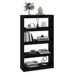 vidaXL Bibliothèque/Séparateur de pièce Noir 80x30x135 5 cm Pin solide