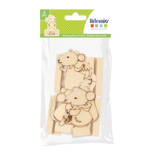 Set 6 Porte-Noms Souris - Bois