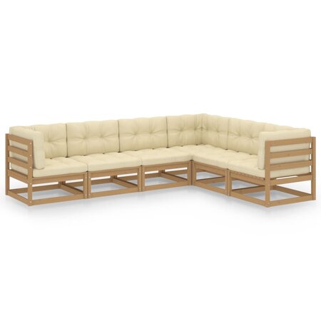 vidaXL Salon de jardin 6 Pièces avec coussins Bois de pin massif