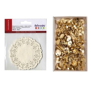 20 napperons papier blancs + 150 punaises dorées