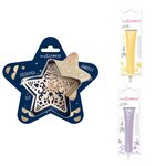 Kit pour biscuit en relief Étoile + 2 Stylos au chocolat jaune pastel et lilas