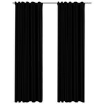 vidaXL Rideaux occultants aspect lin avec crochets 2Pièces Noir 140x225cm