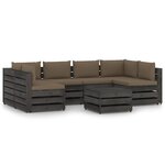 vidaXL Salon de jardin 7 Pièces avec coussins Bois imprégné de gris