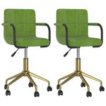 vidaXL Chaises pivotantes à manger lot de 2 vert clair velours