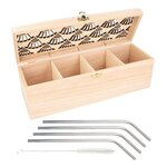 Boîte à thé bois à customiser 30 x 10 x 10 cm + 4 pailles inox