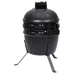 vidaXL Barbecue à fumoir Kamado 2-en-1 Céramique 56 cm Noir
