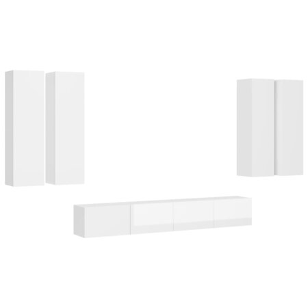 vidaXL Ensemble de meuble TV 6 Pièces Blanc brillant Aggloméré