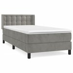 vidaXL Lit à sommier tapissier et matelas Gris clair 90x190 cm Velours