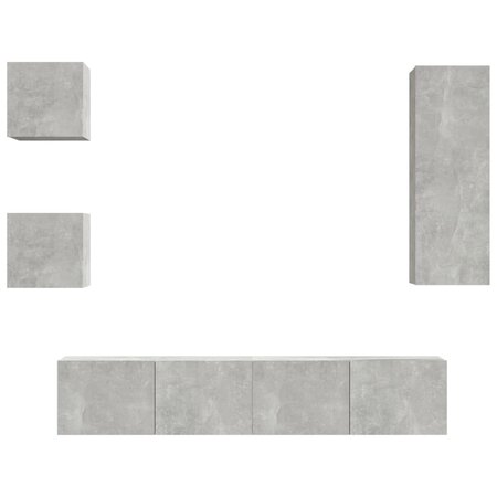 vidaXL Ensemble de meubles TV 5 Pièces Gris béton Bois d'ingénierie