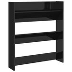 vidaXL Armoire à chaussures murale Noir brillant 80x18x90 cm Aggloméré